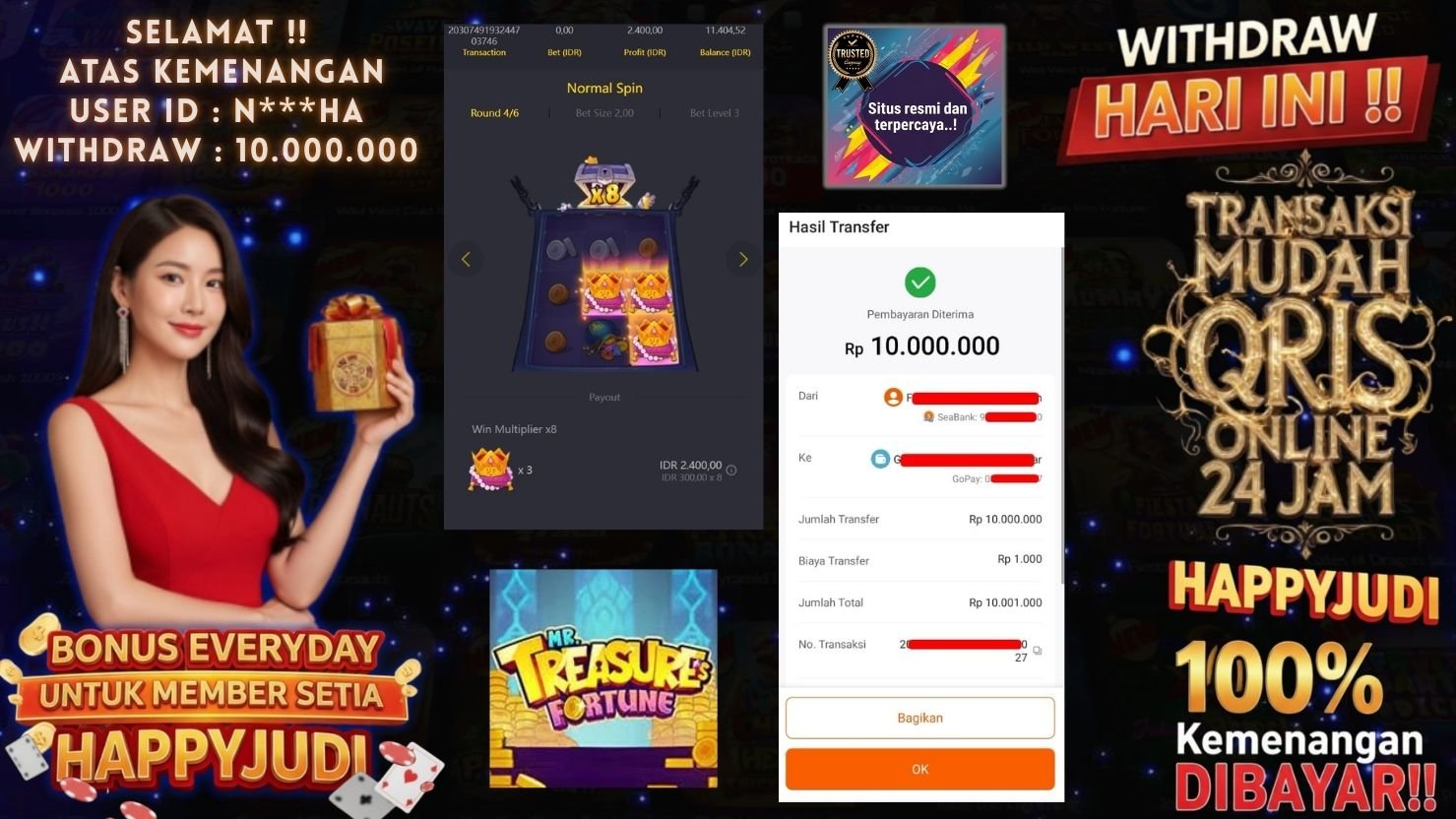 HAPPYJUDI JACKPOT SLOT MR. TREASURE'S FORTUNE